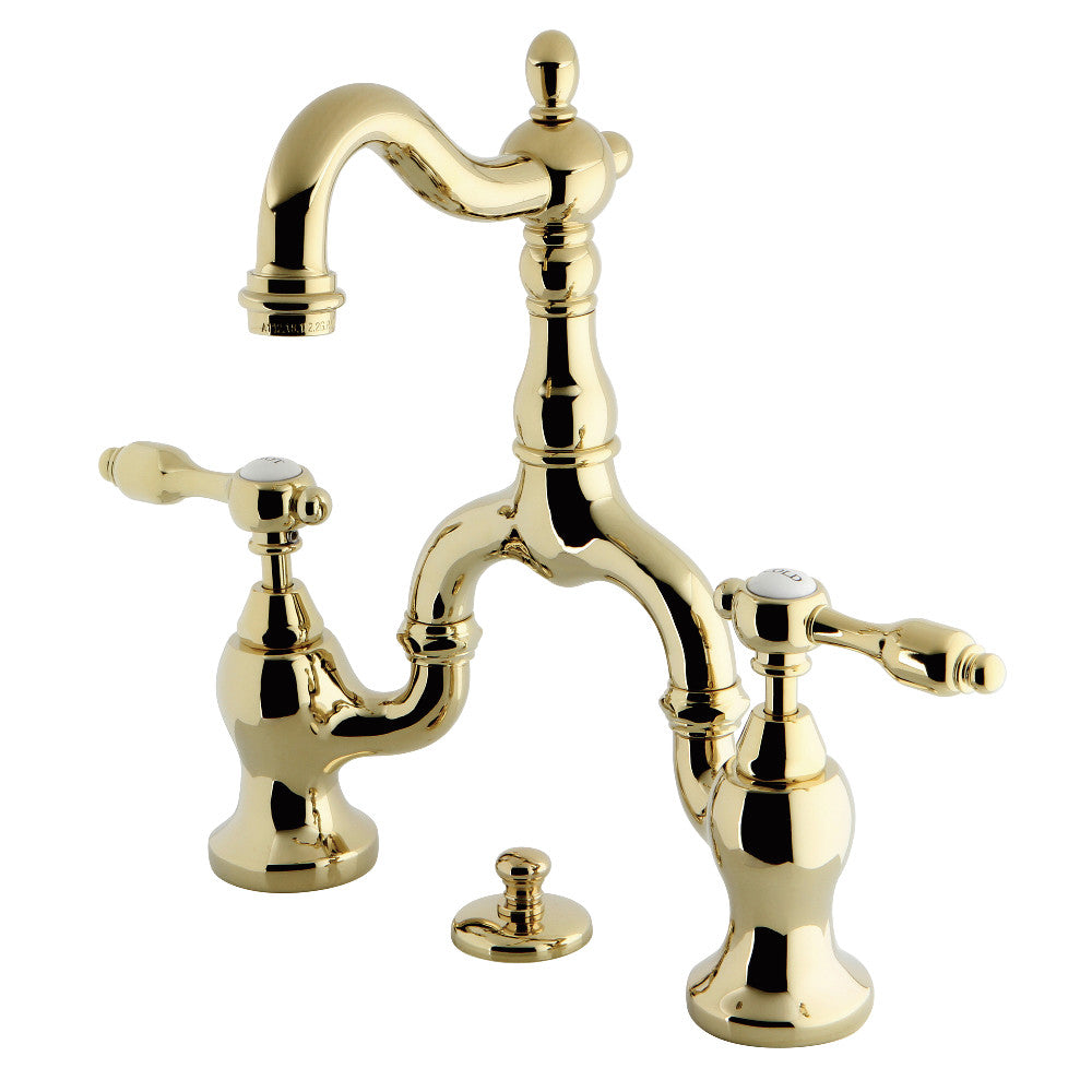 Tudor Bridge Bathroom Faucet in Polished Brass