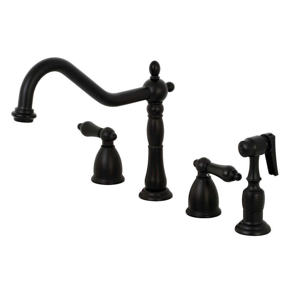 Heritage Widespread Kitchen Faucet in Matte Black