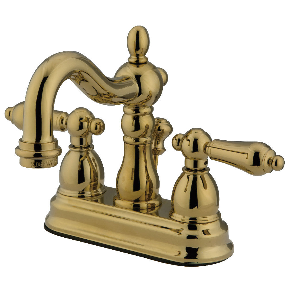 Heritage 4 Inch Centerset Bathroom Faucet in Polished Brass