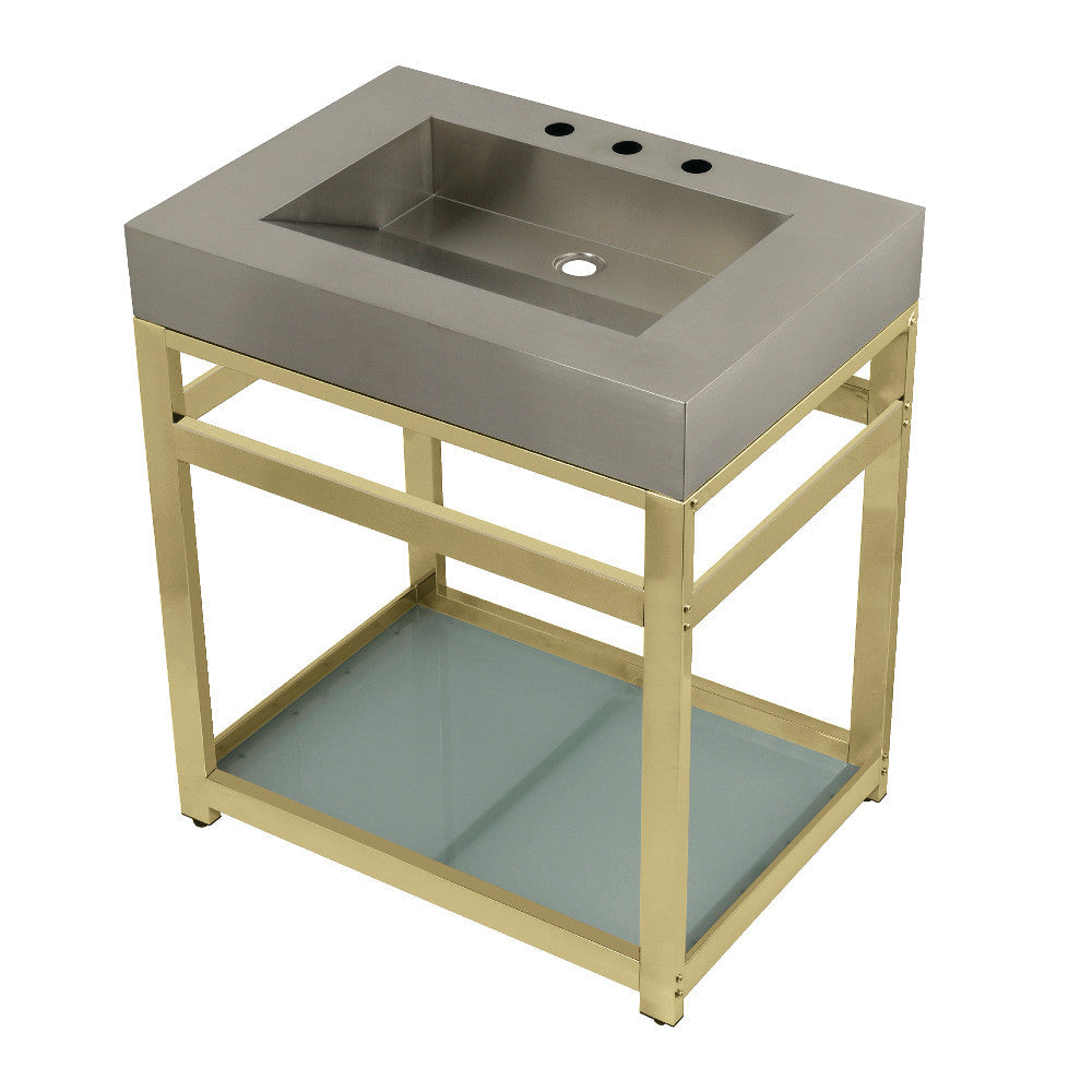 Kingston Commercial 31 Inch Console Sink in Brushed Brass