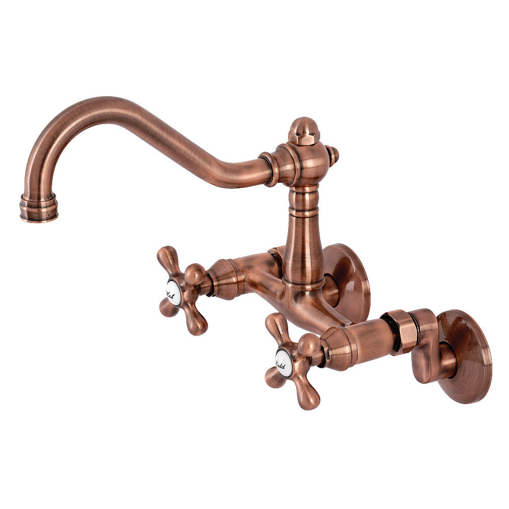Vintage Wall Mount Kitchen Faucet in Antique Copper