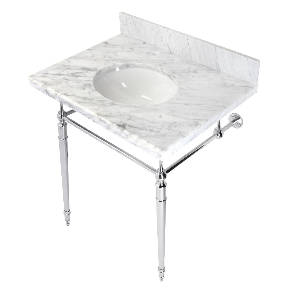 Edwardian 30 Inch Console Sink in Carrara Marble