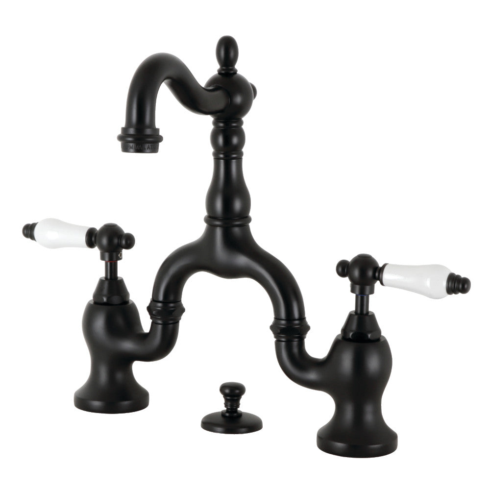 English Country Bridge Bathroom Faucet in Matte Black