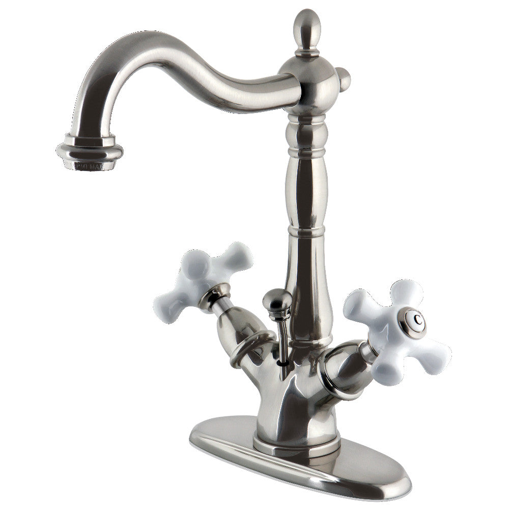 Heritage 4 Inch Centerset Bathroom Faucet in Brushed Nickel