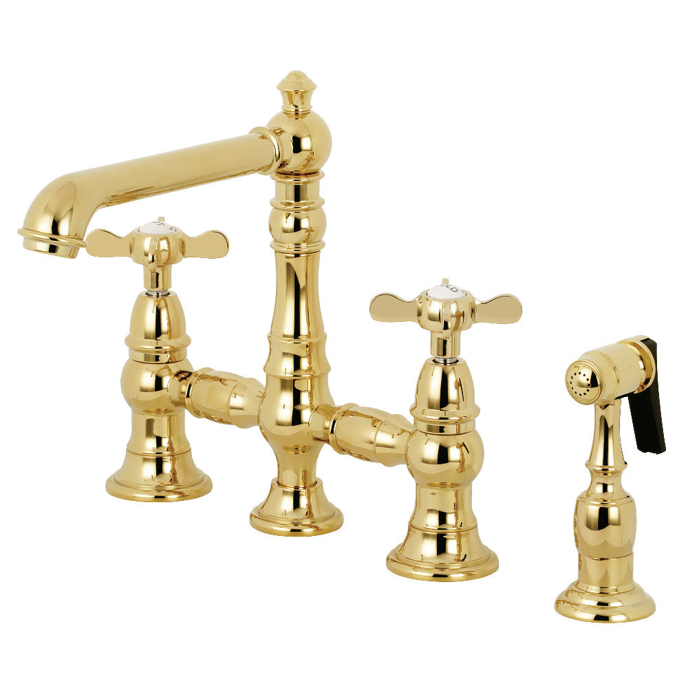 Essex Bridge Kitchen Faucet in Polished Brass
