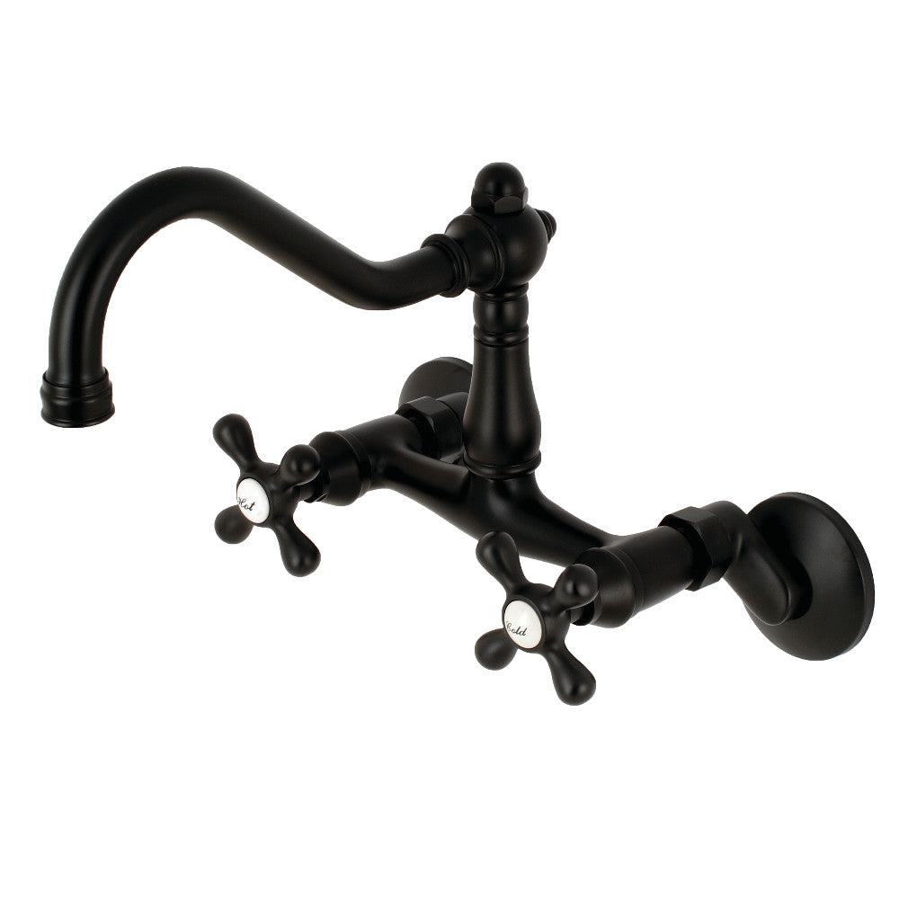 Vintage Wall Mount Kitchen Faucet in Matte Black