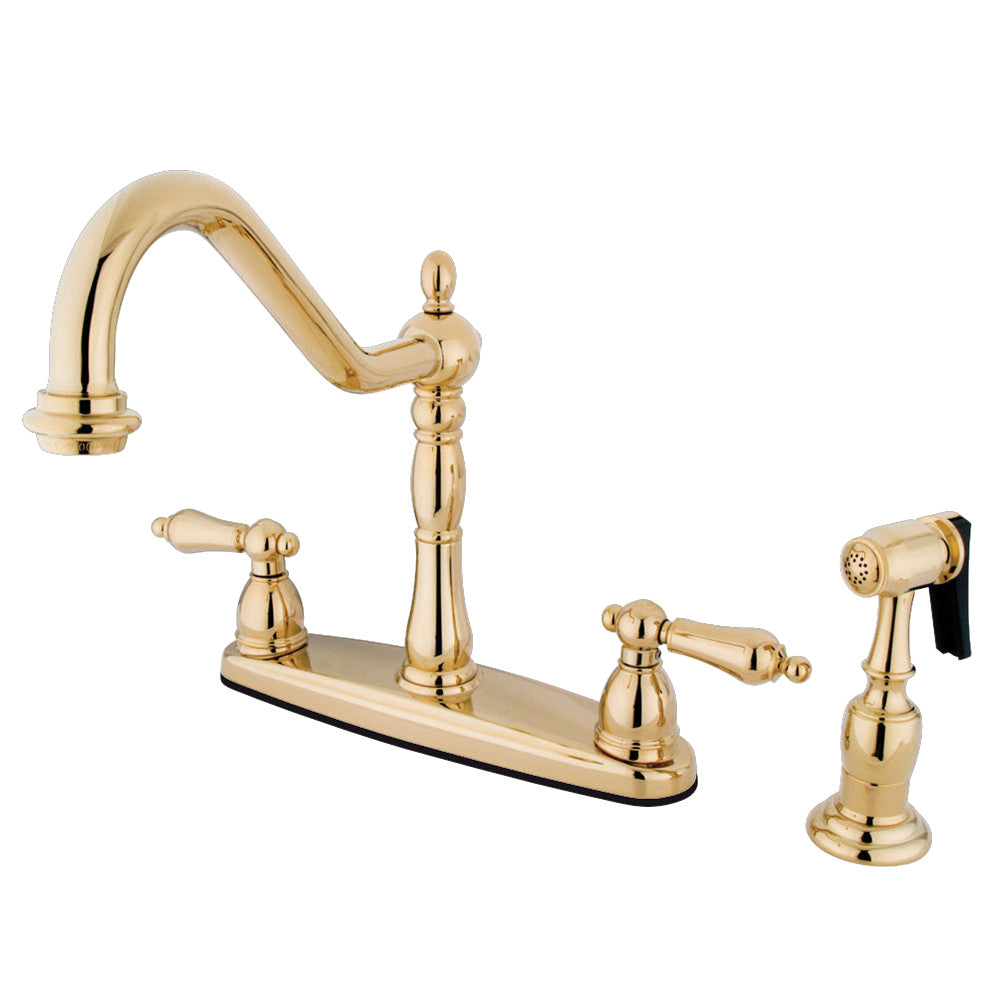 Heritage Centerset Kitchen Faucet in Polished Brass