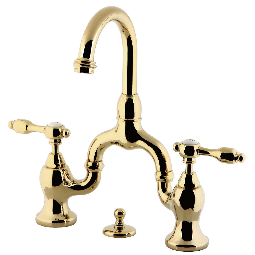 Tudor Bridge Bathroom Faucet in Polished Brass