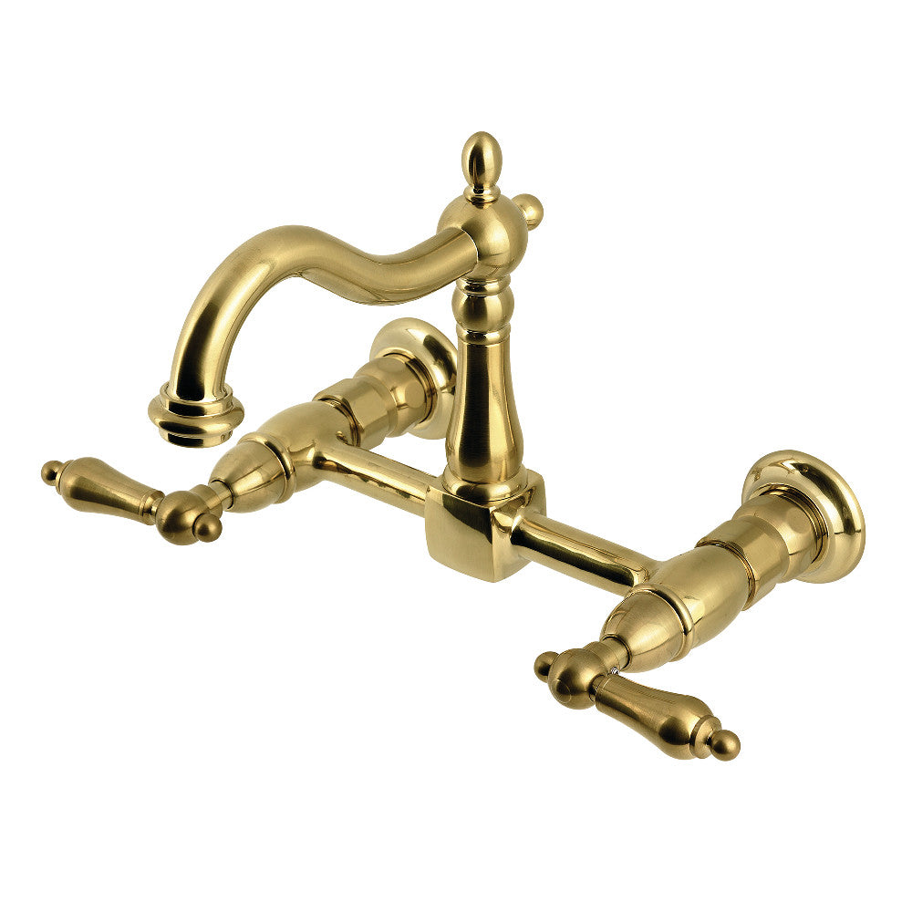 Heritage Wall Mount Kitchen Faucet in Brushed Brass