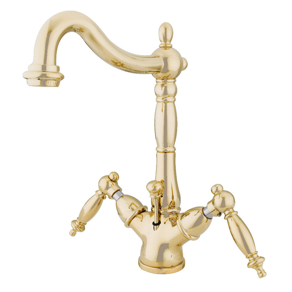 Heritage 4 Inch Centerset Bathroom Faucet in Polished Brass
