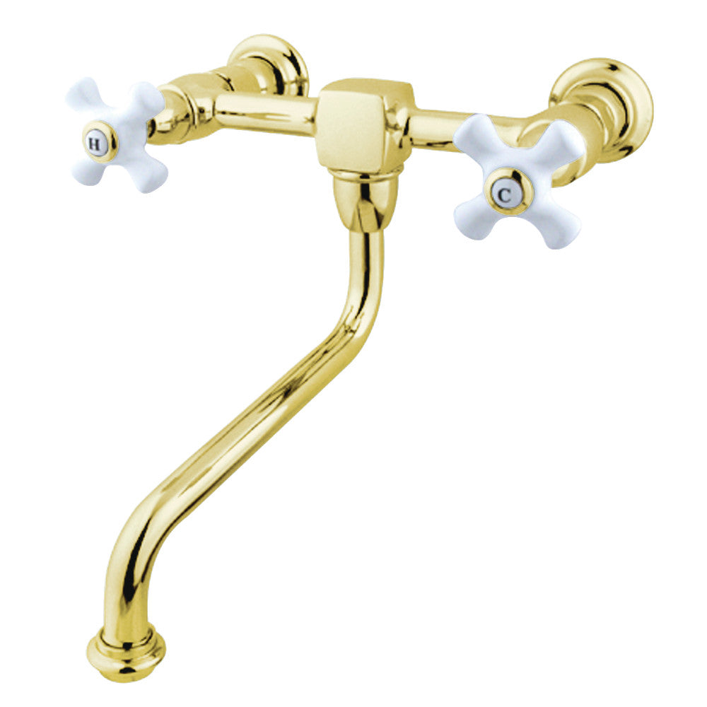 Heritage Wall-Mount Bathroom Faucet in Polished Brass