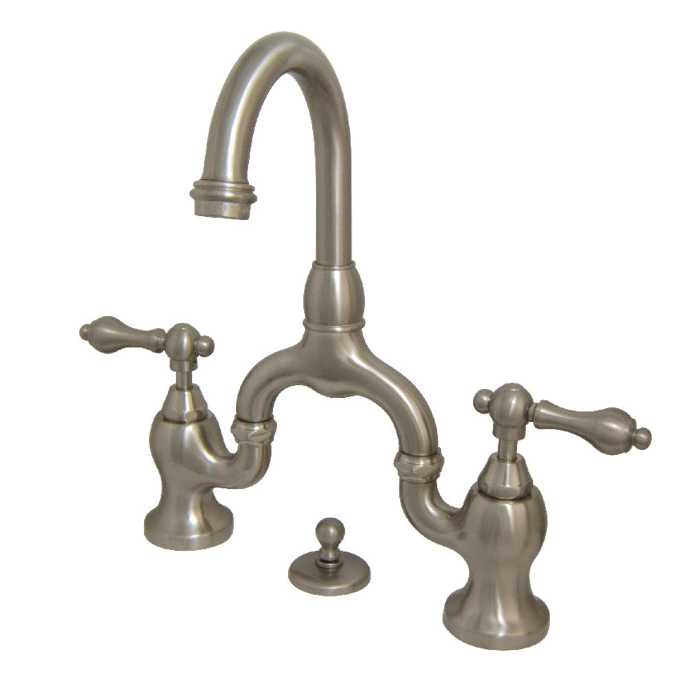 English Country Bridge Bathroom Faucet in Brushed Nickel