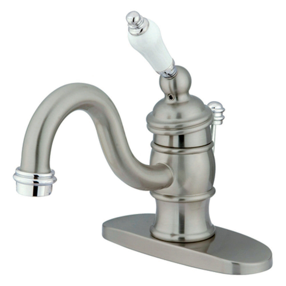 Victorian Single-Hole Bathroom Faucet in Brushed Nickel/Polished Chrome