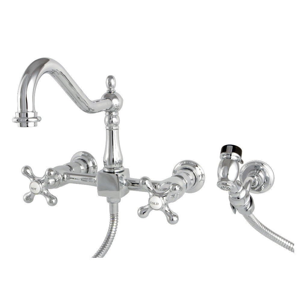 Heritage Wall Mount Kitchen Faucet in Polished Chrome