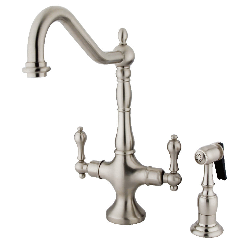 Heritage Two Handle Single-Hole Kitchen Faucet in Brushed Nickel