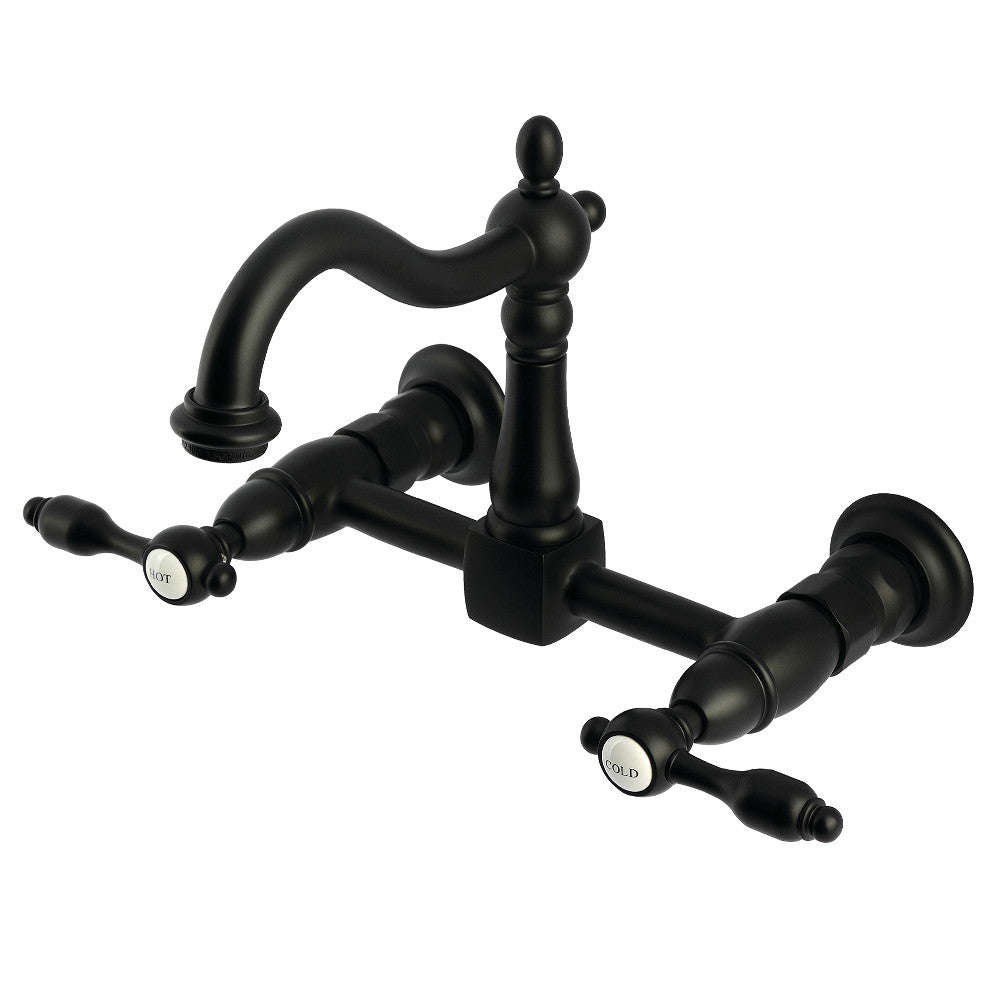 Tudor Wall Mount Kitchen Faucet in Matte Black