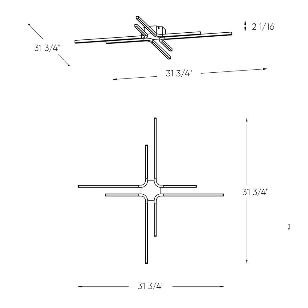 32 Inch Star LED Flush Mount