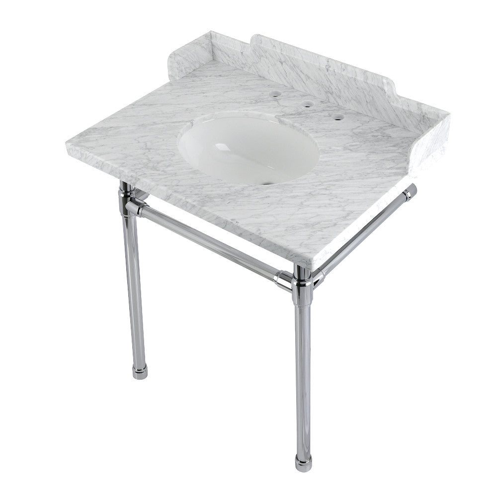 Dreyden 30 Inch Console Sink in Carrara Marble