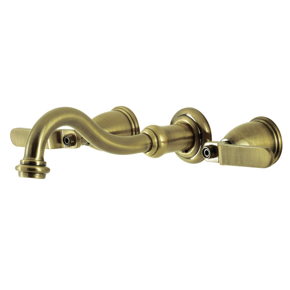 Whitaker Wall-Mount Bathroom Faucet in Antique Brass
