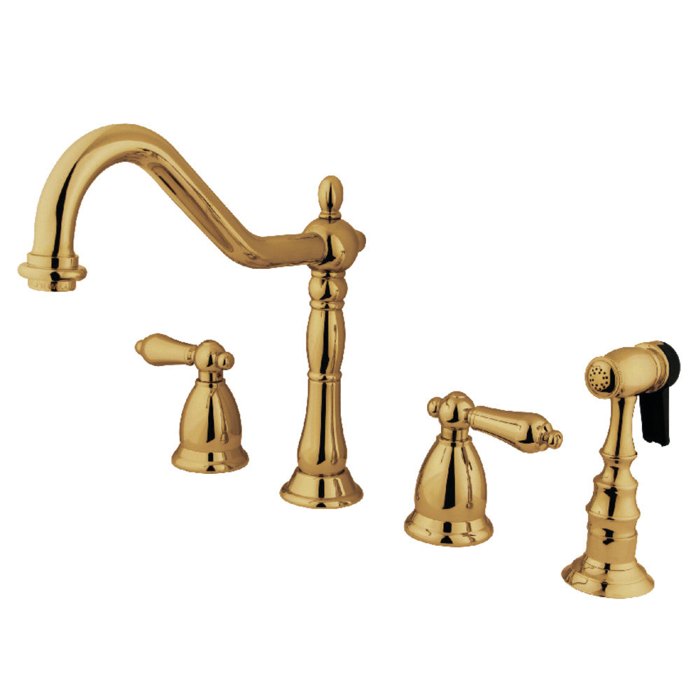 Heritage Widespread Kitchen Faucet in Polished Brass