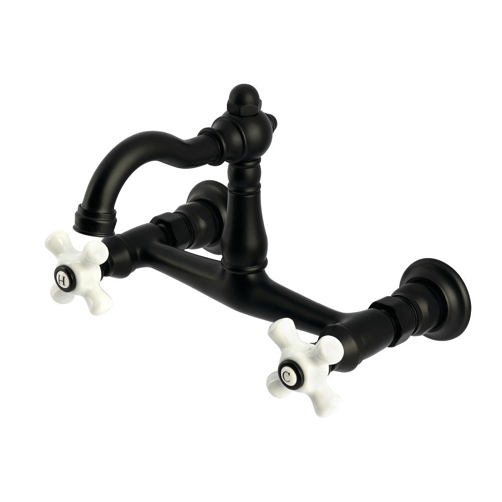 Vintage Wall Mount Kitchen Faucet in Matte Black
