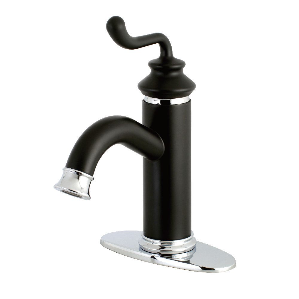 Royale Single-Hole Bathroom Faucet in Matte Black/Polished Chrome