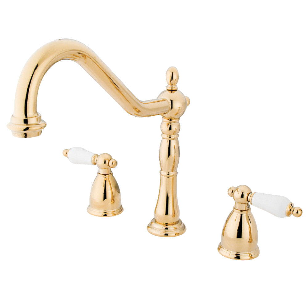 Heritage Widespread Kitchen Faucet in Polished Brass
