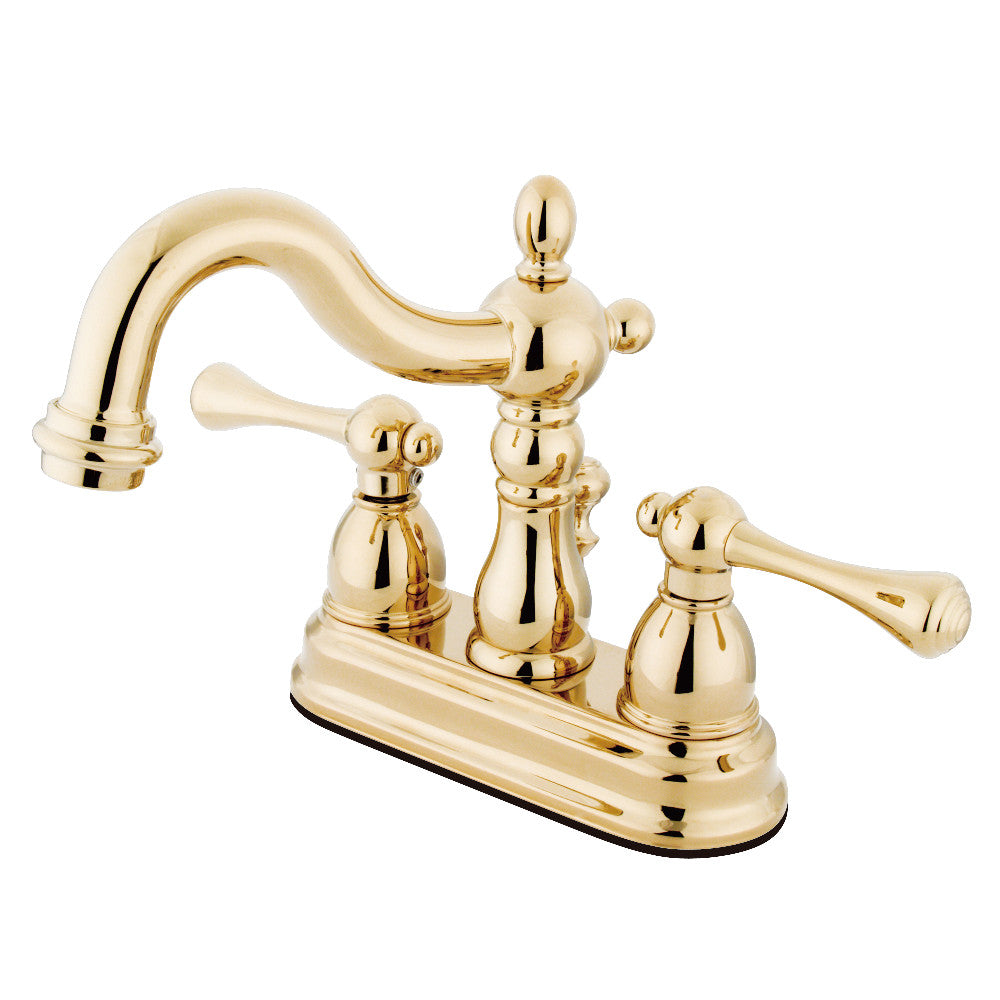 Heritage 4 Inch Centerset Bathroom Faucet in Polished Brass