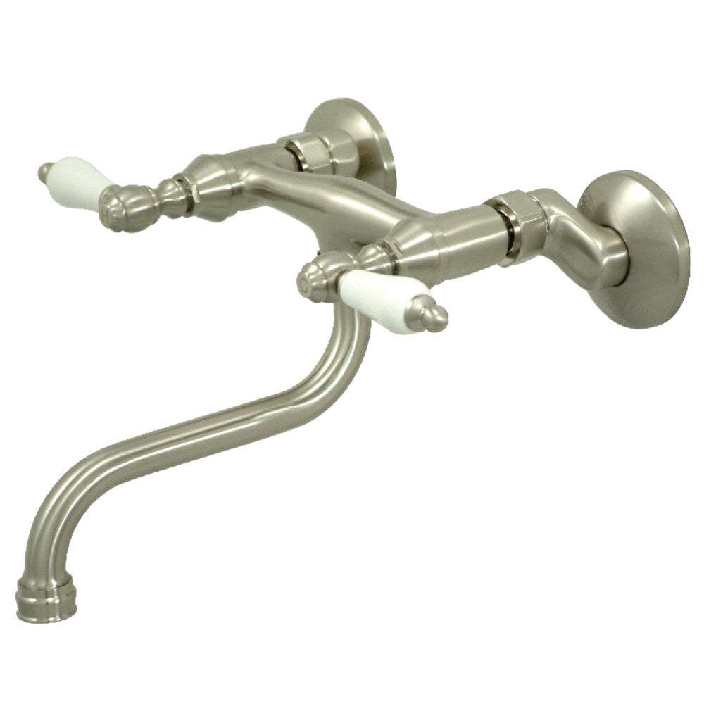 Kingston Wall-Mount Bathroom Faucet in Brushed Nickel