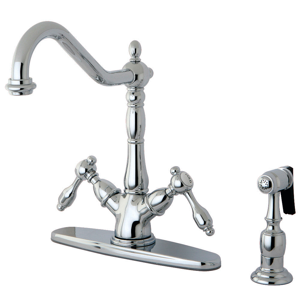 Tudor Two Handle Single-Hole Kitchen Faucet in Polished Chrome