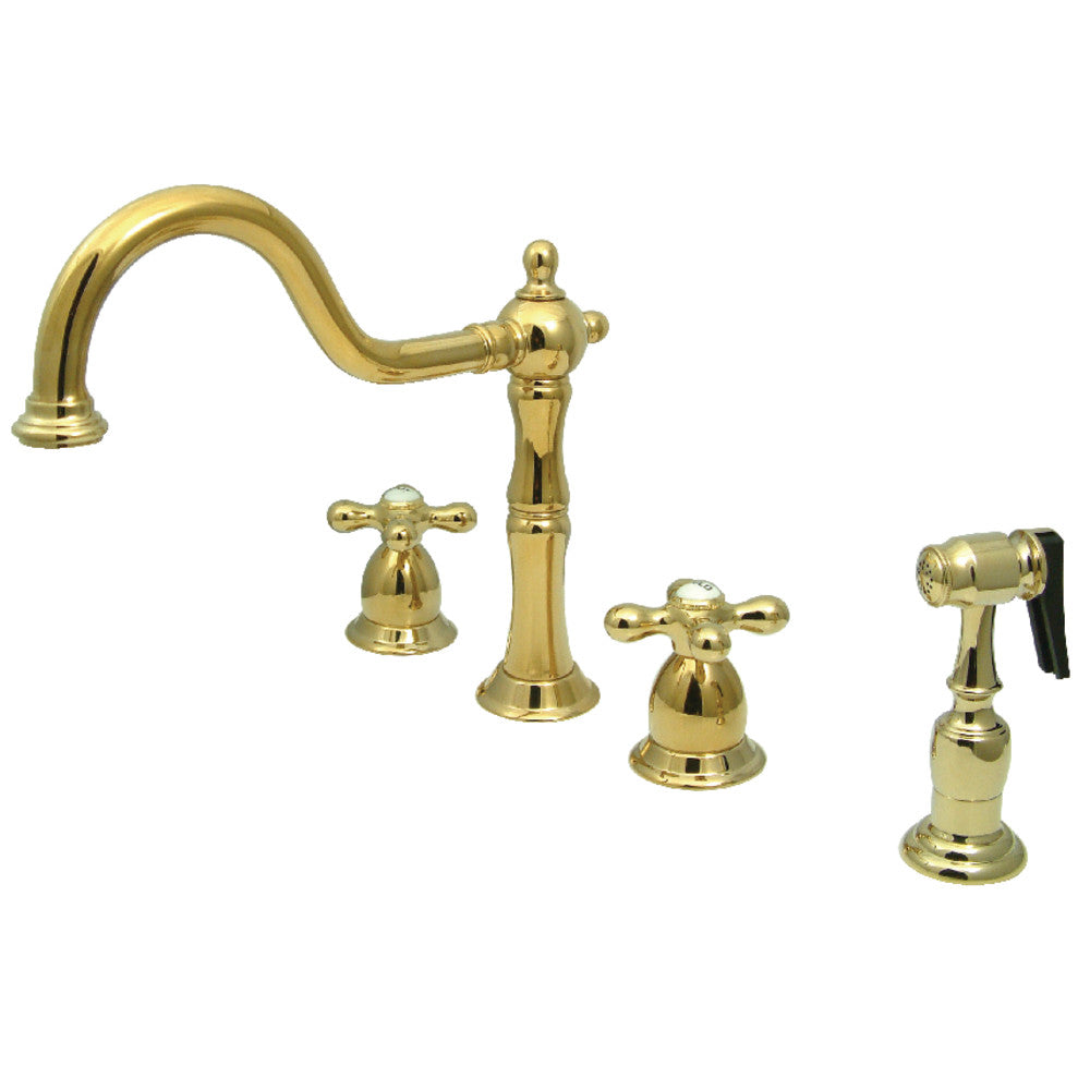 Heritage Widespread Kitchen Faucet in Polished Brass