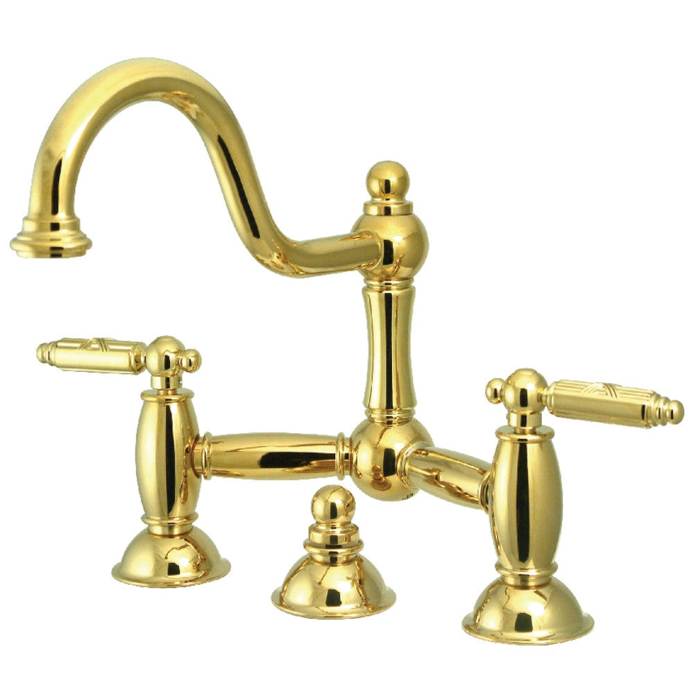 Restoration Bridge Bathroom Faucet in Polished Brass