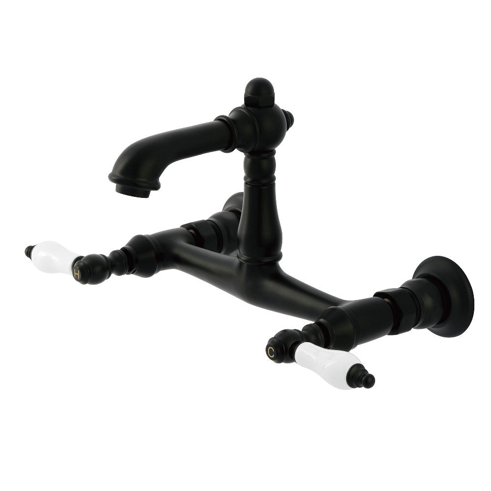 English Country Wall-Mount Bathroom Faucet in Matte Black