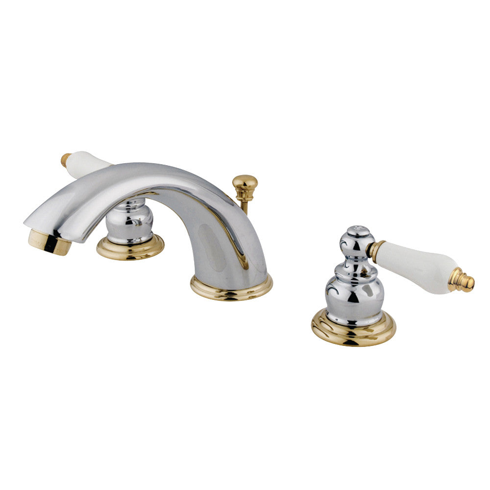 Victorian Widespread Bathroom Faucet in Polished Chrome/Polished Brass