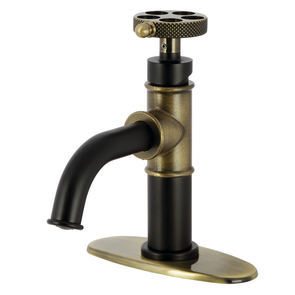 Webb Single-Hole Bathroom Faucet in Matte Black/Antique Brass
