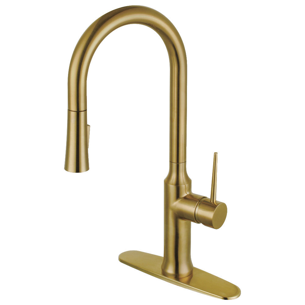 New York Pull-Down Kitchen Faucet in Brushed Brass