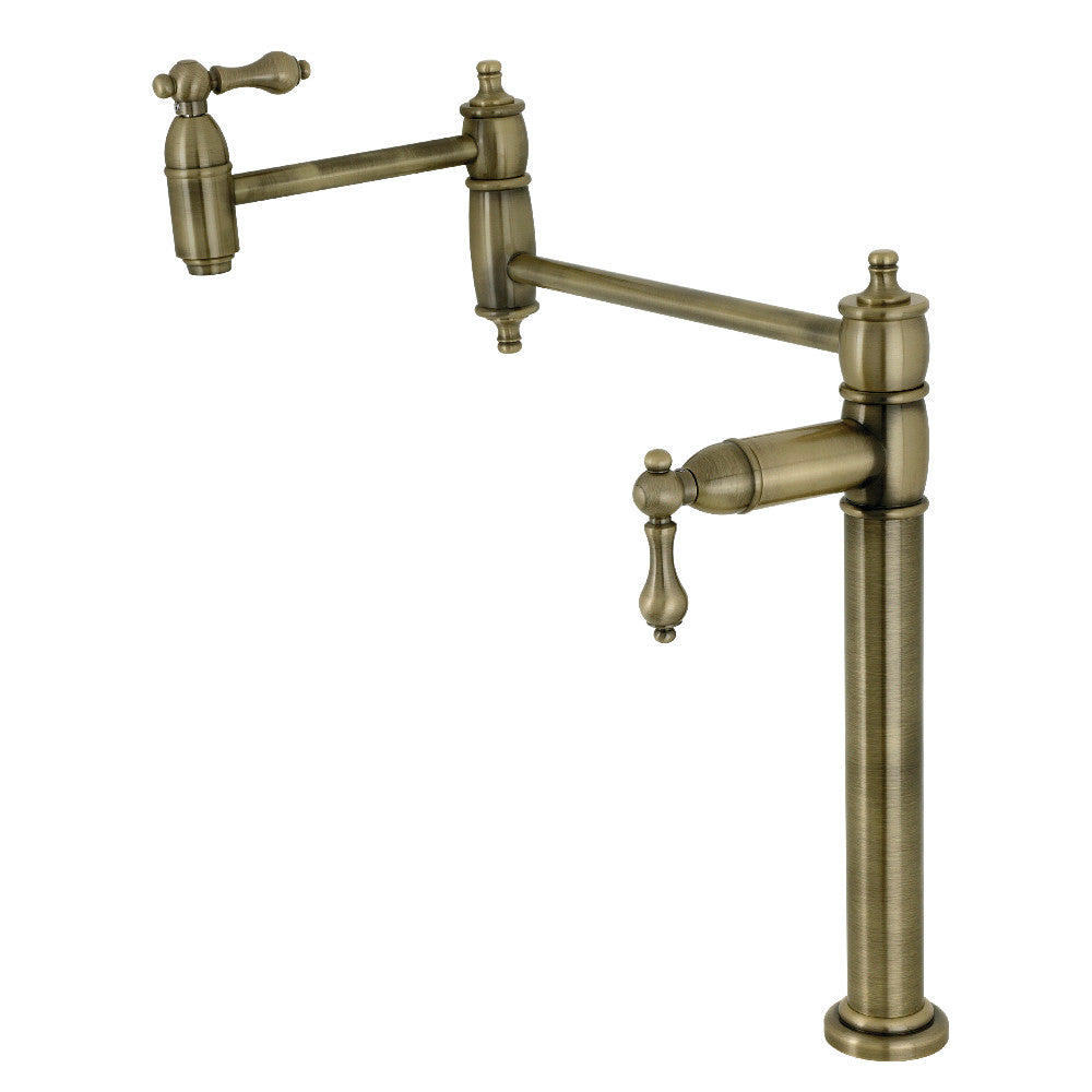 Restoration Pot Filler Faucet in Antique Brass
