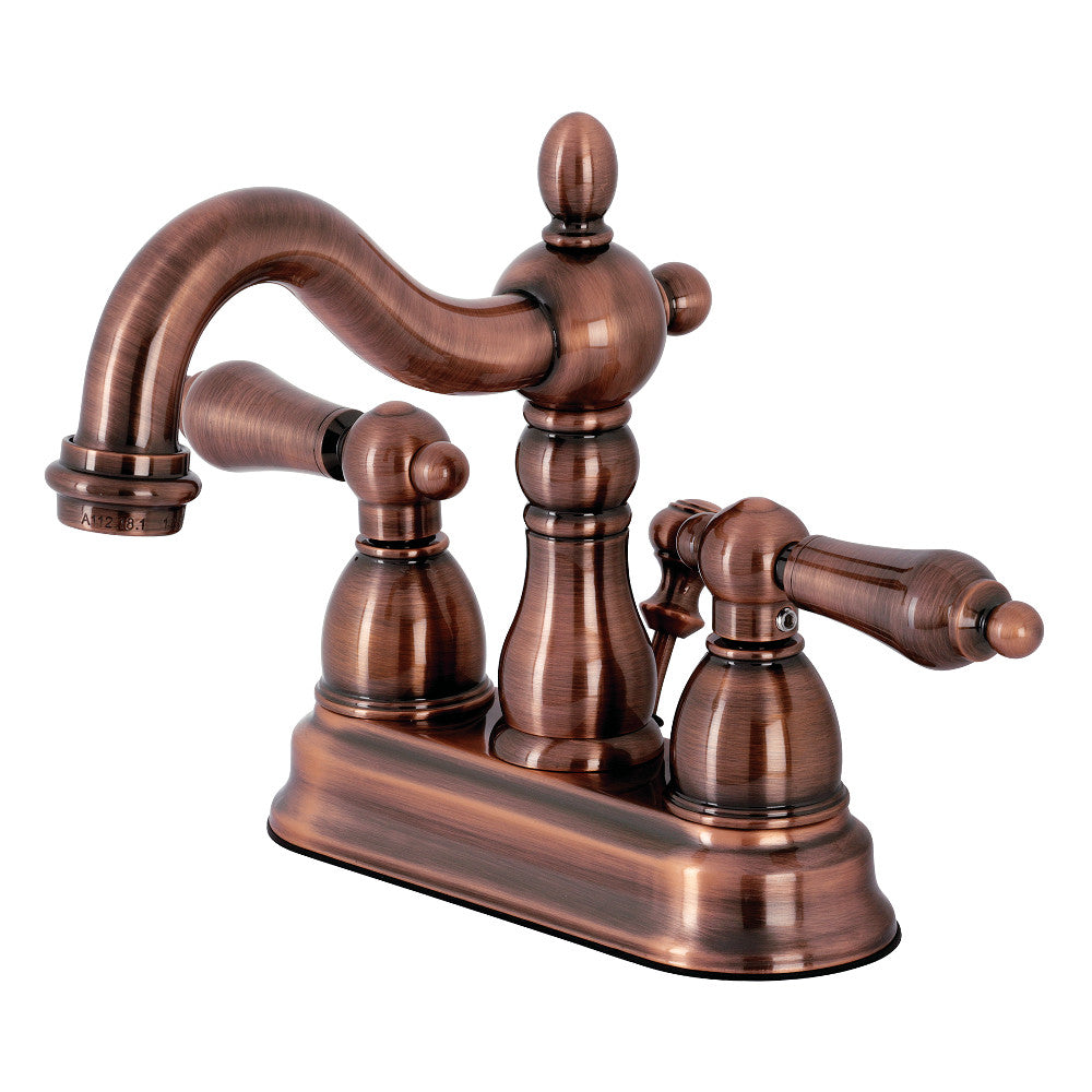 Heritage 4 Inch Centerset Bathroom Faucet in Antique Copper