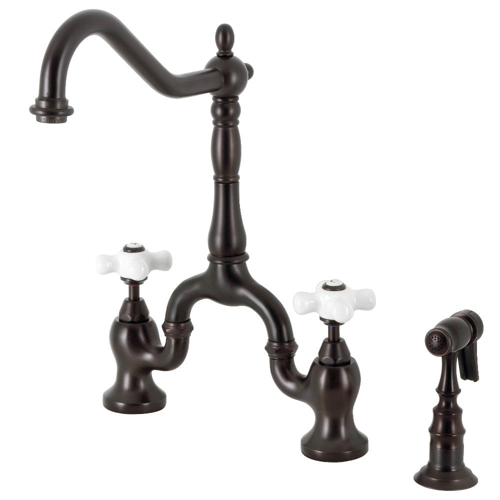 English Country Bridge Kitchen Faucet in Oil Rubbed Bronze