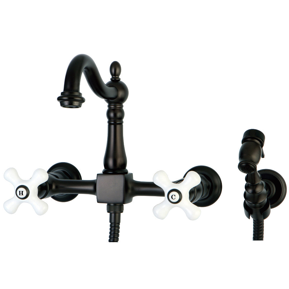 Heritage Wall Mount Kitchen Faucet in Oil Rubbed Bronze