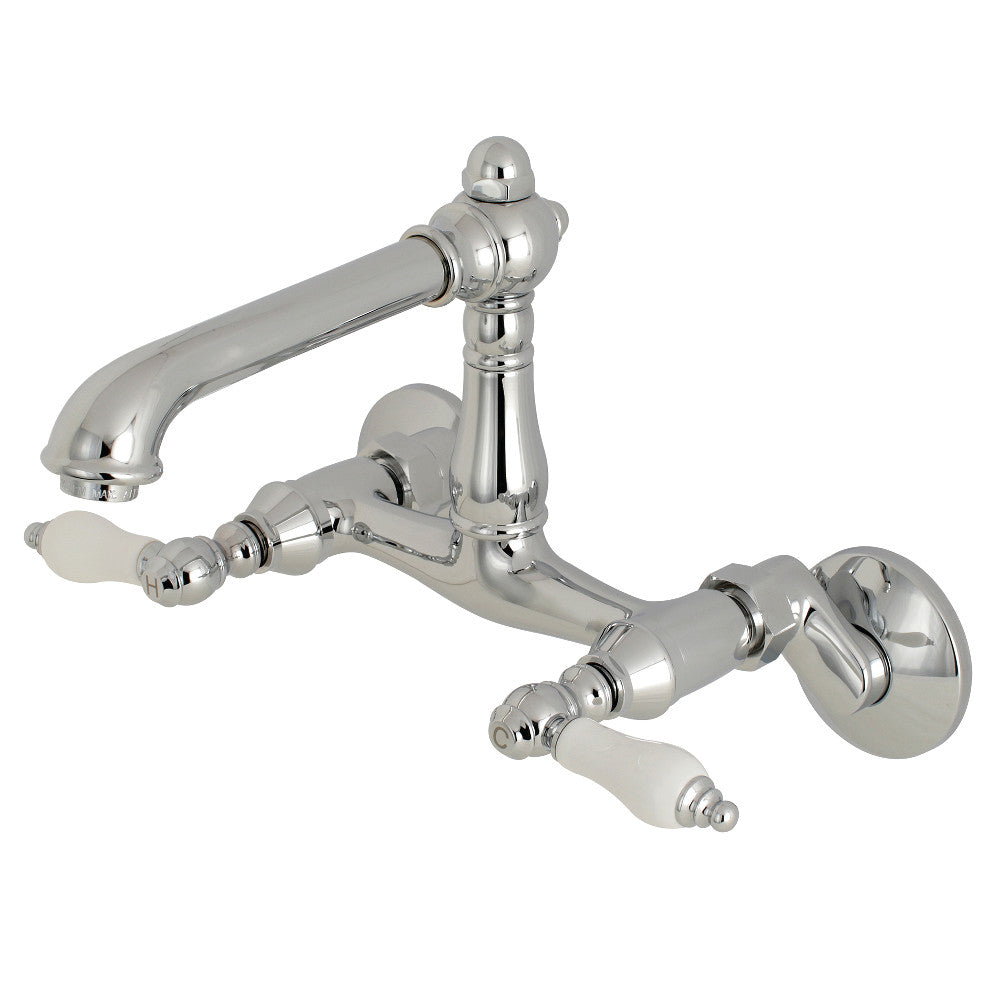 English Country Wall Mount Kitchen Faucet in Polished Chrome