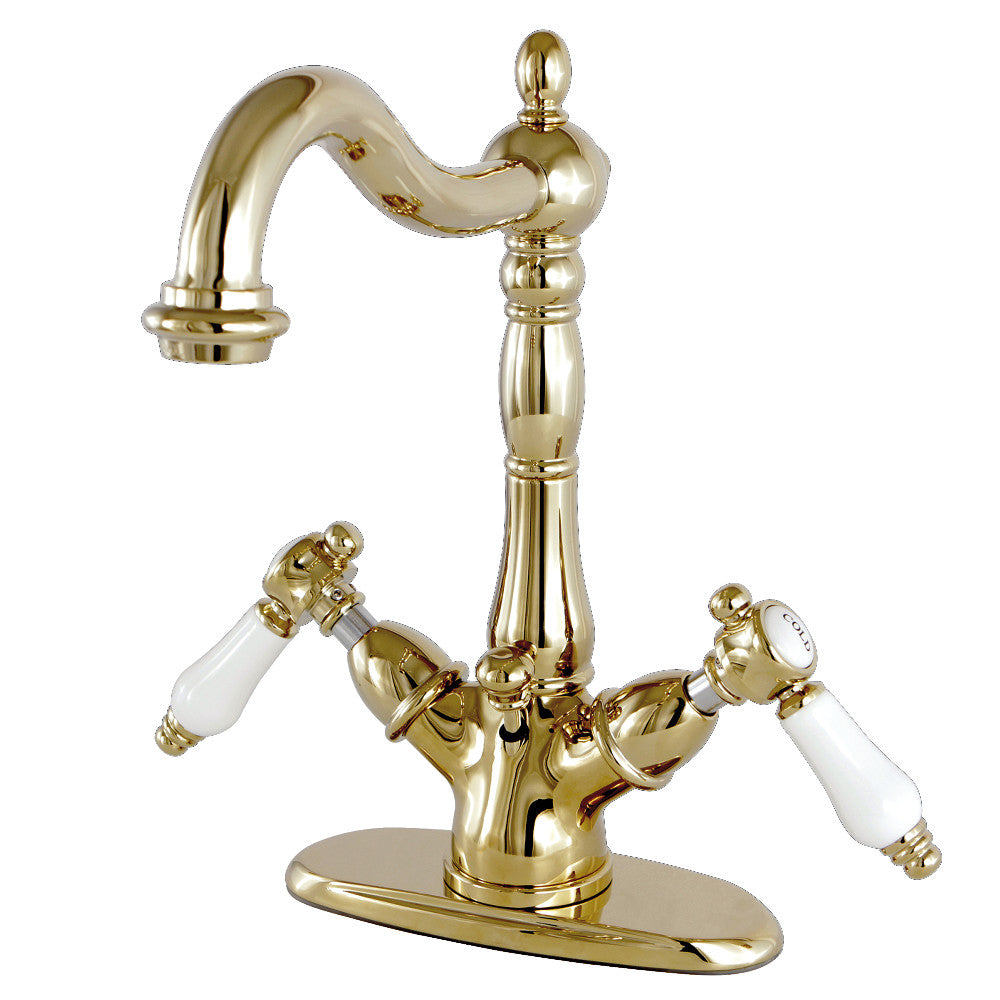 Bel-Air 4 Inch Centerset Bathroom Faucet in Polished Brass