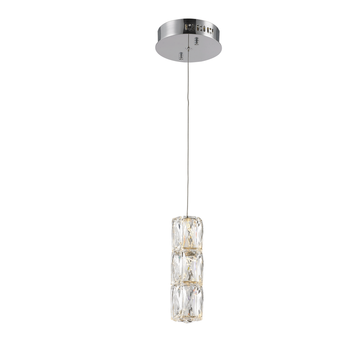 Polaris LED light Chrome Pendant Clear Elegant Cut Crystal