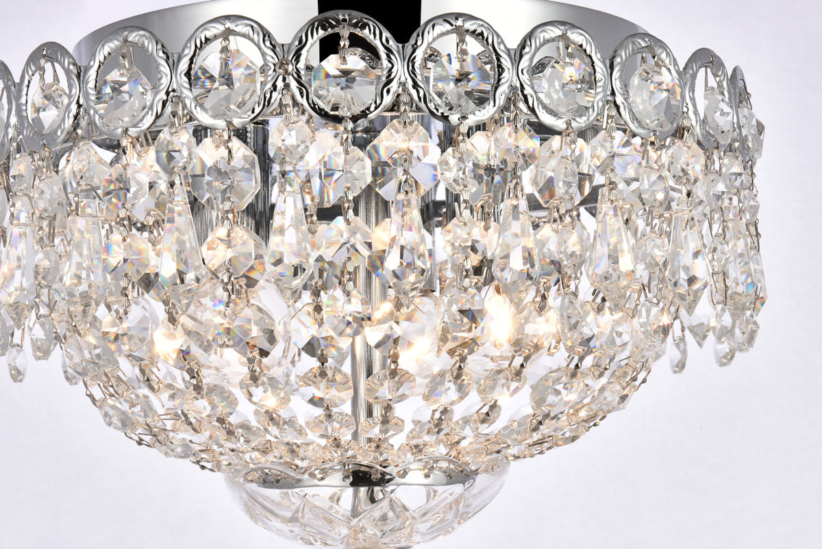 Century 3 light Chrome Flush Mount Clear Royal Cut Crystal