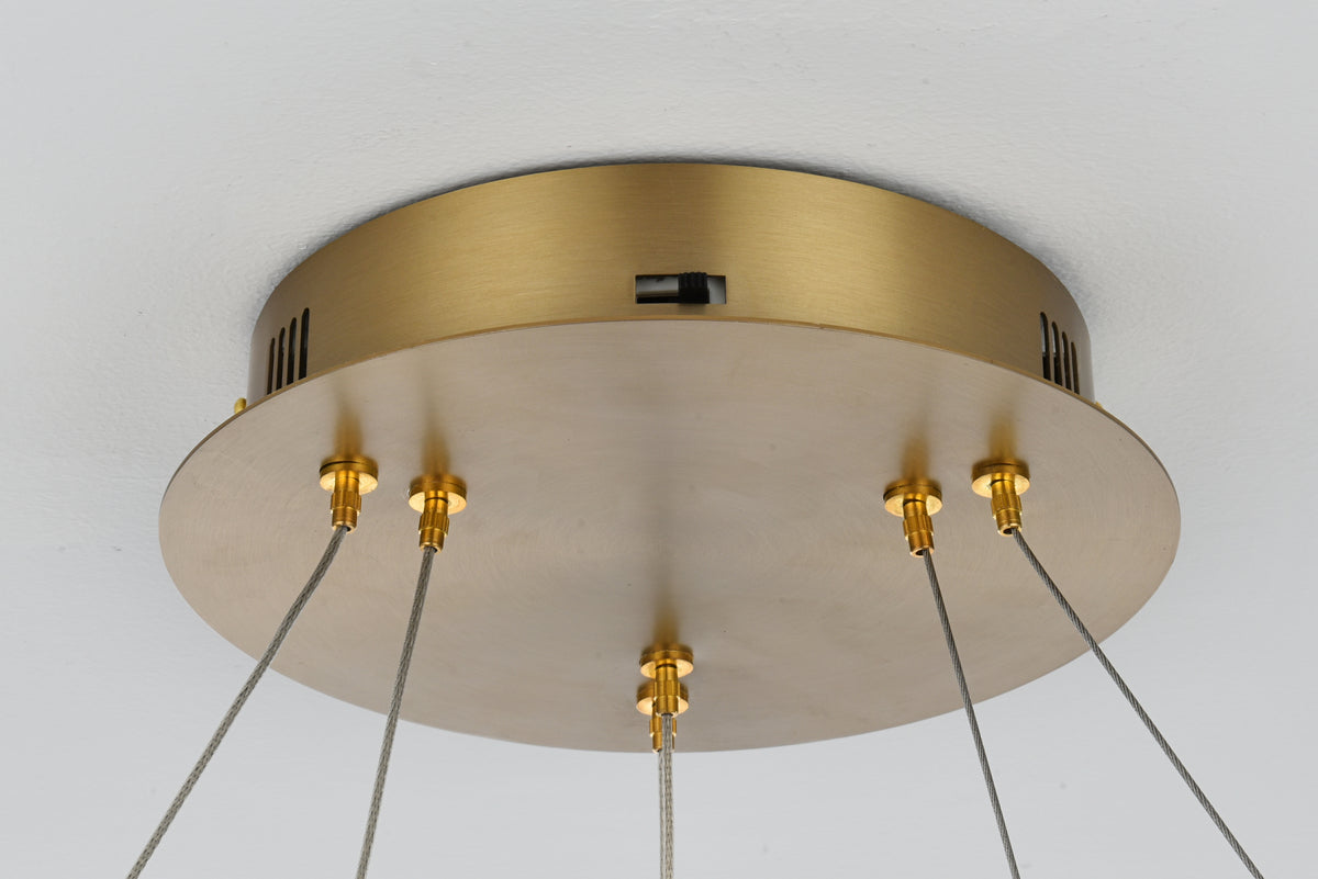 Rune 24 inch Adjustable LED chandelier in Satin Gold