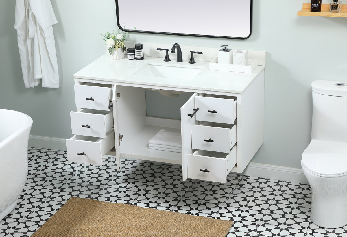 48 inch Single bathroom vanity in white with backsplash