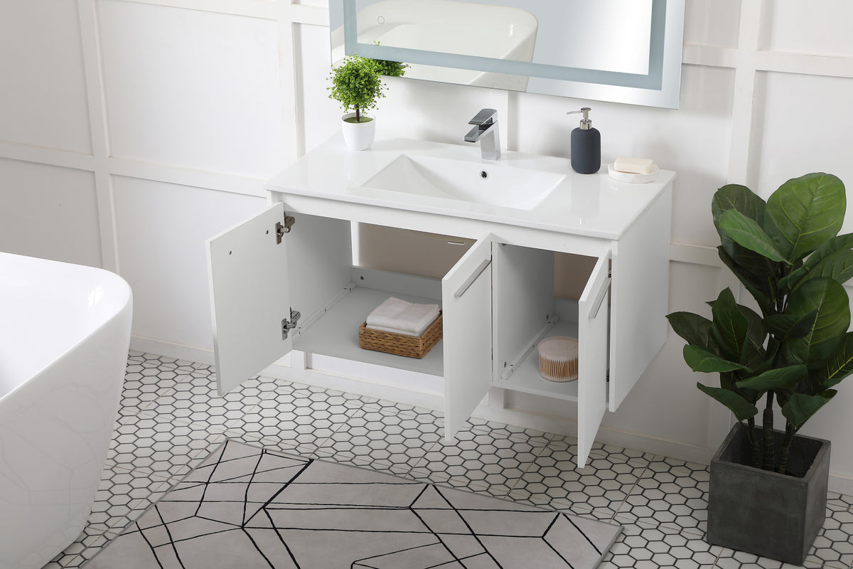 40 inch Single Bathroom Floating Vanity in White