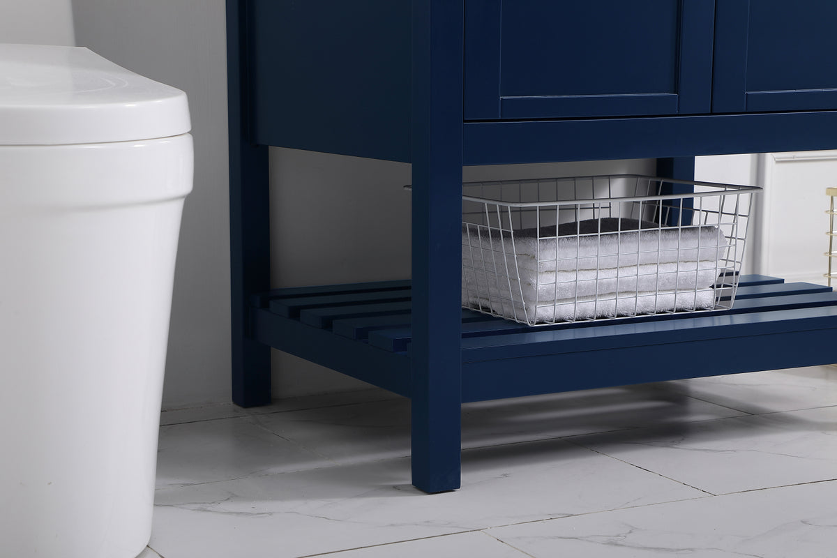 30 inch Single Bathroom Vanity in Blue with Backsplash