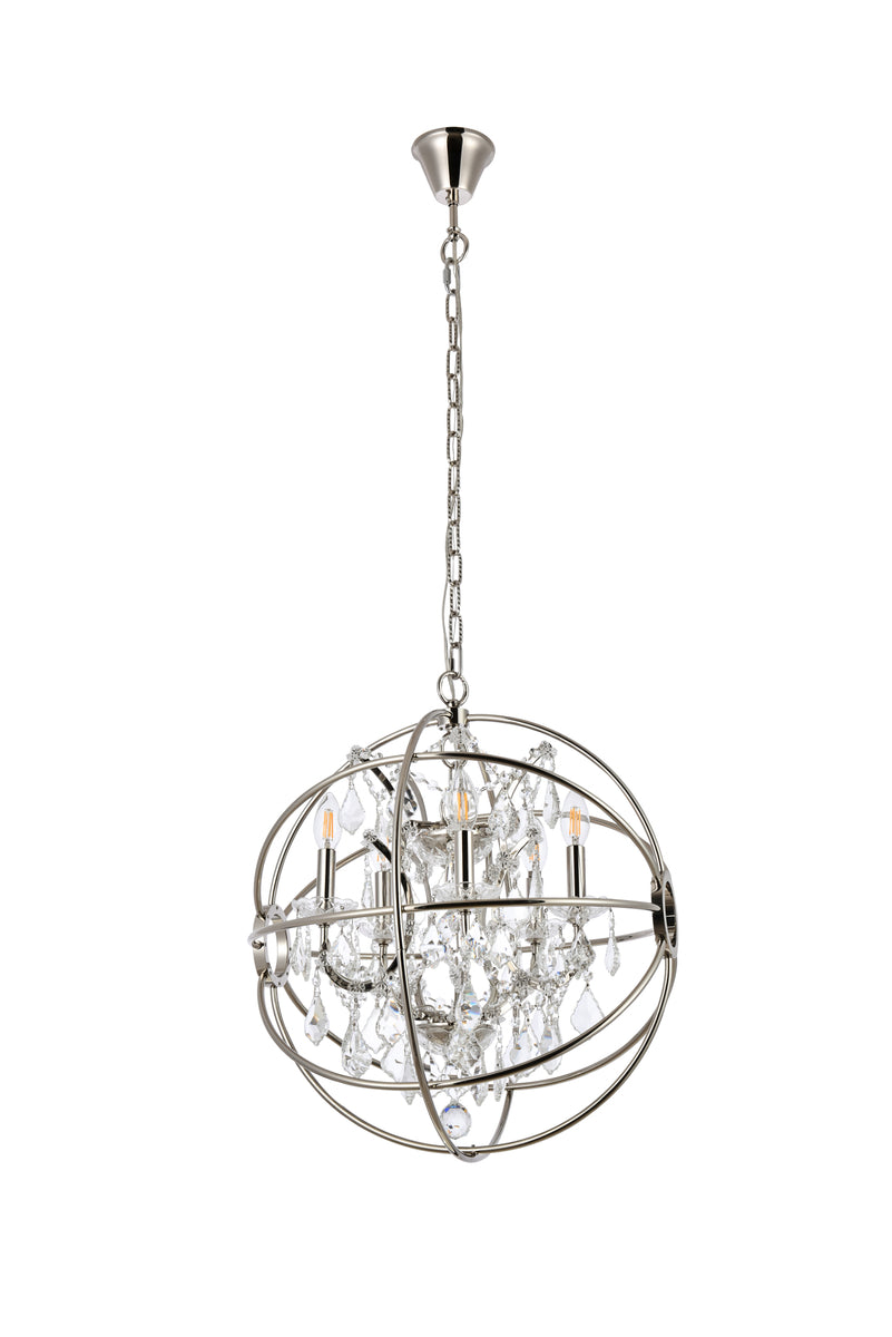 Geneva 5 light polished nickel Pendant Clear Royal Cut crystal