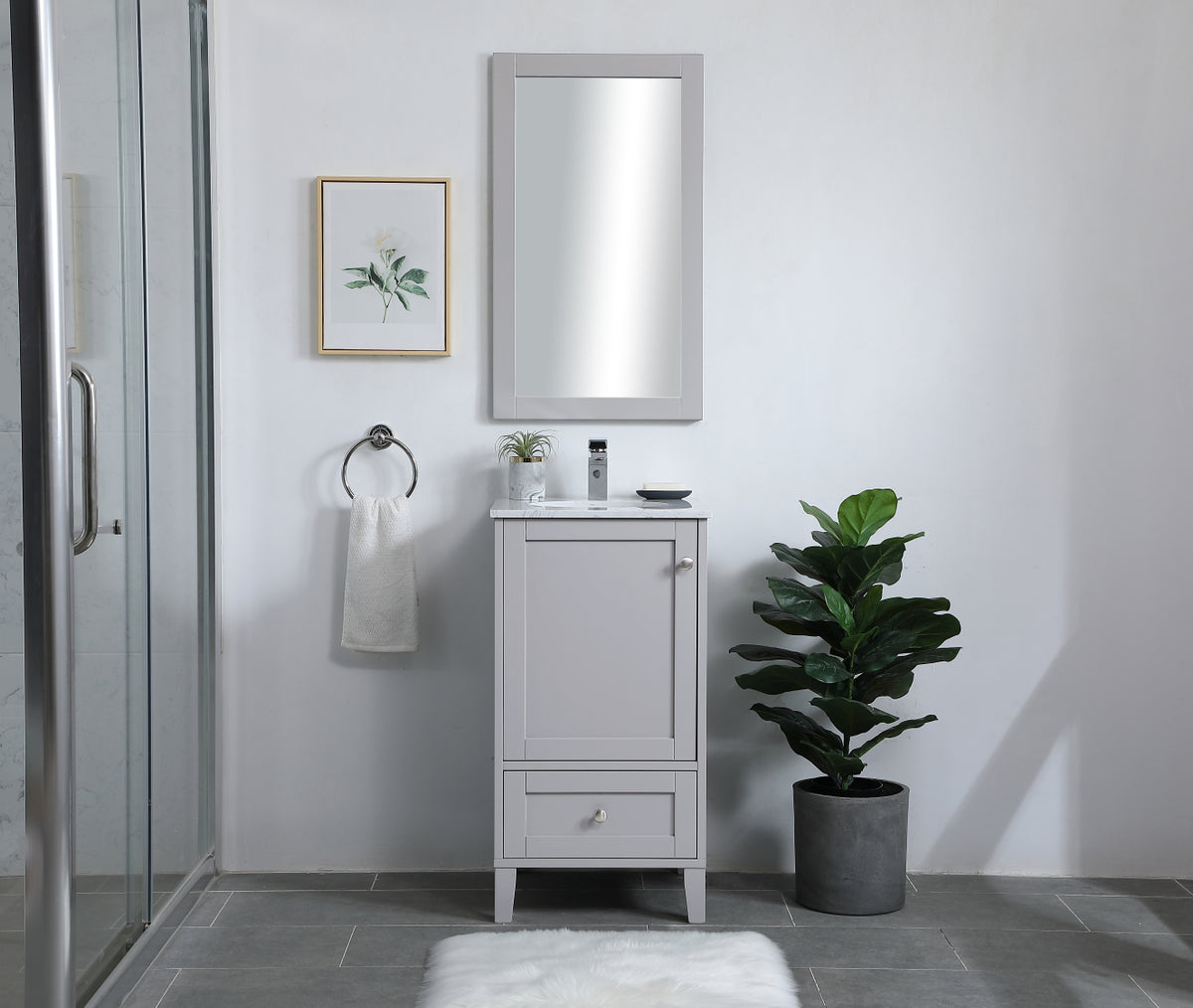18 inch Single Bathroom Vanity in Grey